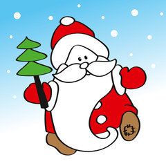 Funny Santa Claus Father Frost with Christmas tree