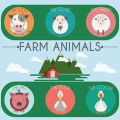 Farm Baby Animals and Birds Icons Set