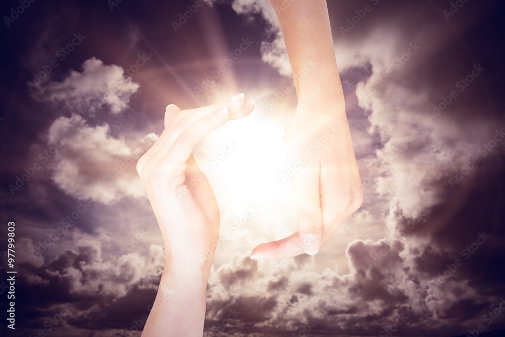 Poster Composite image of hands showing