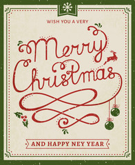 Christmas and New Year lettering poster.