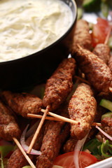 kofte shish kofta kebabs with dip