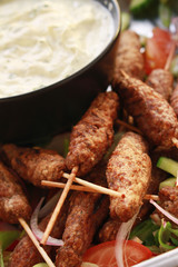 kofte shish kofta kebabs with dip