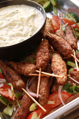 kofte shish kofta kebabs with dip