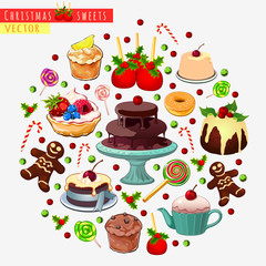 Big set of different sweets for Christmas