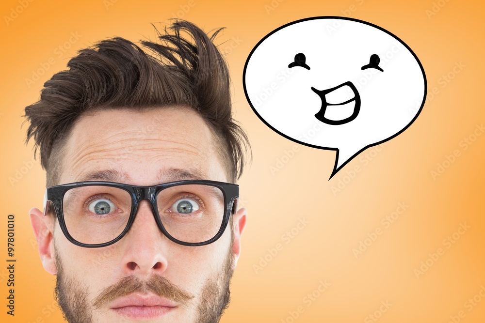 Poster composite image of nerd smiling