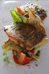 Plated seabass fish meal