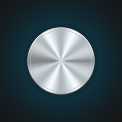 Realistic metal button circle, cone reflection. vector illustrat