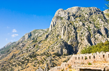 Fototapeta na wymiar Montenegro, Kotor, old town, ancient fortress, This town included in the UNESCO heritage