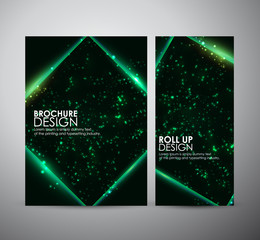 Abstract green square. Brochure business design template or roll up. 