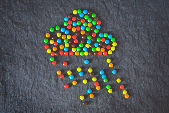 Cloud of colorful candy