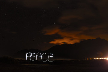 light painting, PEACE