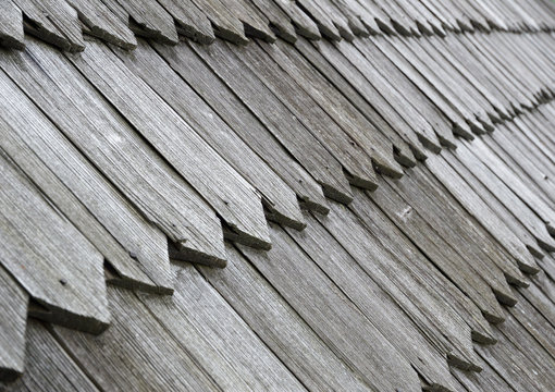 Close-up Of The Ancient Wood Shingle Roof
