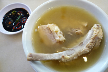 Singapore style pork and herbal soup, spicy peppery soup