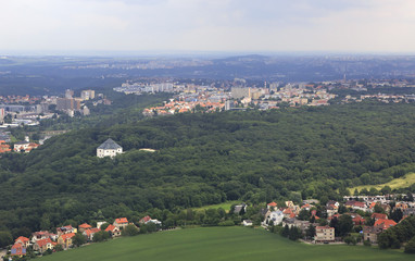 Fototapeta na wymiar view from aircraft to the area of Prague.