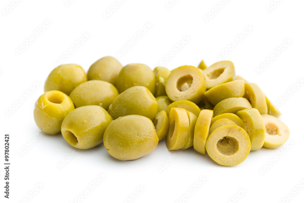 Poster sliced green olives