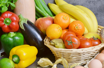 Colorful fruits and vegetables