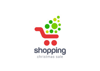 Christmas Sale Shopping cart Logo design vector concept