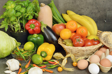 Colorful fruits and vegetables