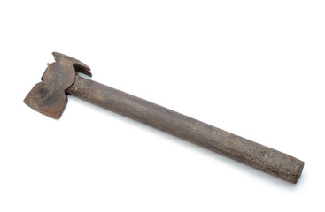 Old axe isolated on white background