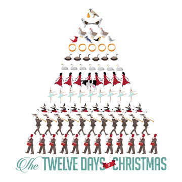 All Twelve days of Christmas tree EPS 10 vector illustration