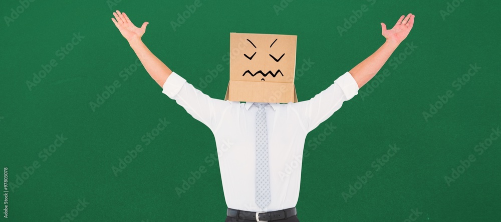 Poster composite image of anonymous cheering businessman