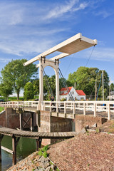 The famous ancient Queen Beatrix bridge in Veere, Netherlands.