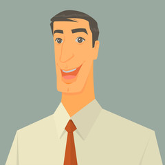 Vector Illustration of excited businessman over grey background.
