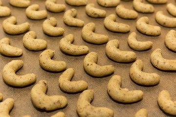rolls poised on the sheet after baking