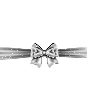 Silver Bow On White Background