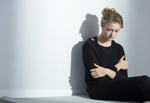 Lonely woman with anorexia nervosa