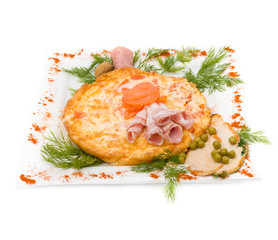 ham and cheese pie on white