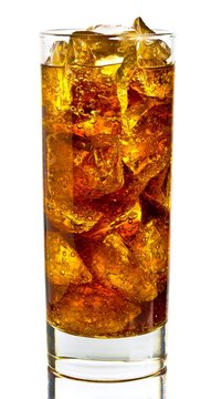Close up view of the cola in glass