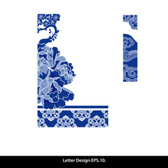 Vector of Oriental style alphabet tape L. Traditional Chinese.
