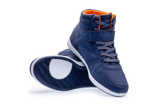 Pair Of High Top Fashion Blue Sneakers