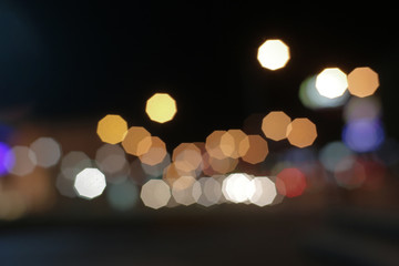 Fototapeta premium Bokeh effect background with city lights
