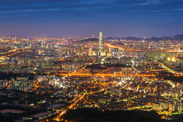 Fototapeta na wymiar Seoul City Skyline, The best view of South Korea at Namhansanseo
