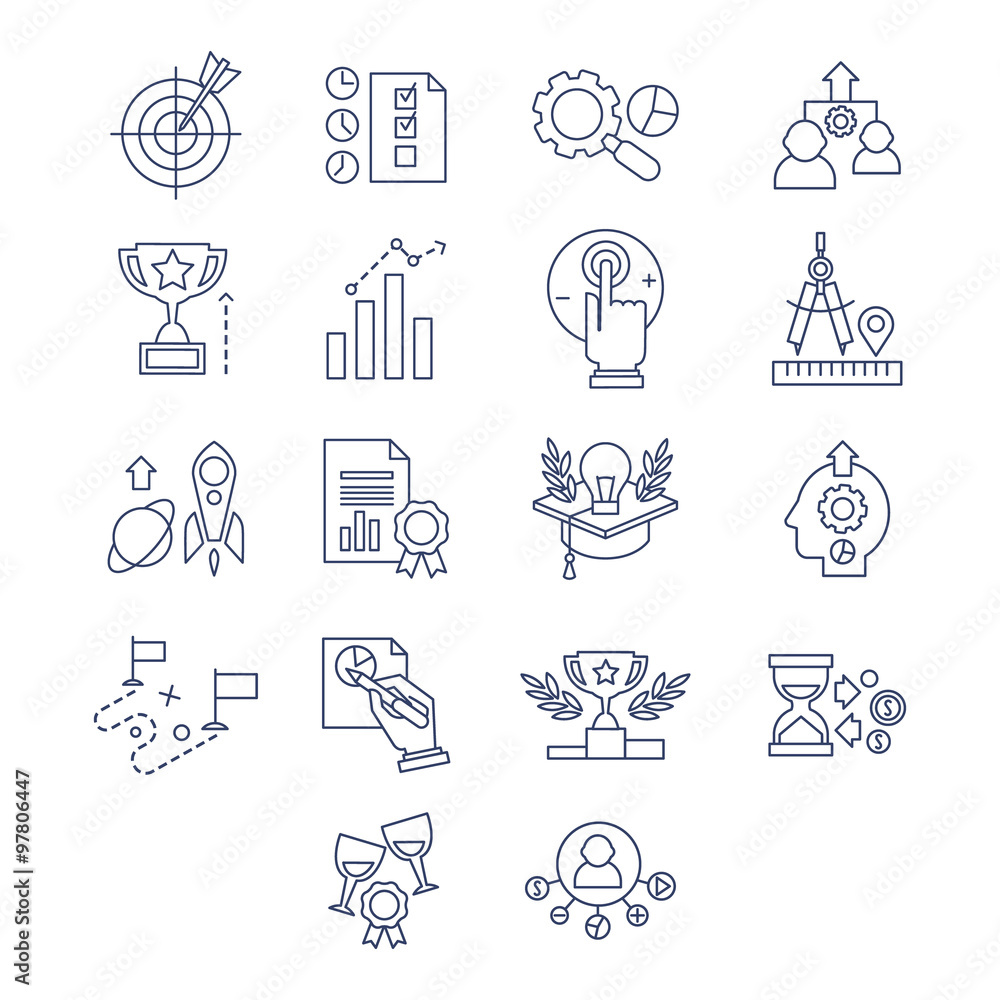 Poster vector of flat line design and development icons
