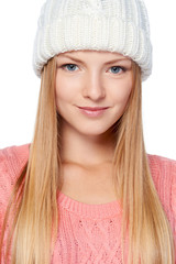 Woman wearing woolen hat and sweater