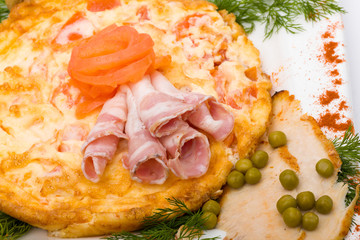 ham and cheese pie closeup