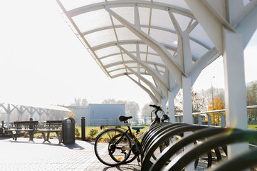 close up of bicycle street parking outdoors