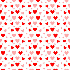 Rote und rosa Herzen im nahtlosen Muster auf weißem Hintergrund im quadratischen Format