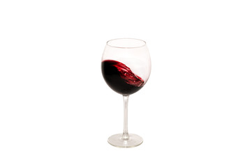 Glass of wine moved isolated on white background