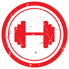 Red Dumbbell rubber stamp