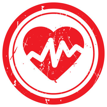 Red Heart Rate Pulse rubber stamp