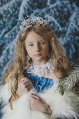 Portrait of the snow Queen in the winter forest 4567.