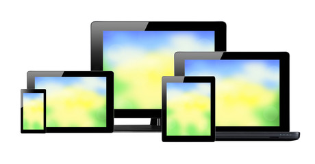 Tablet pc, mobile phone and computer with bright screens