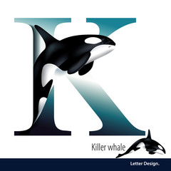 Vector illustration of Letter K is Killer Whale alphabet. © ARPORN SEEMAROJ