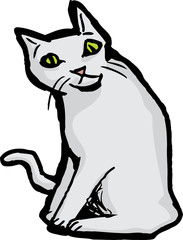 Cartoon Cat Over White