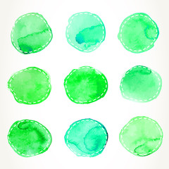 Green dashed watercolor circles