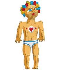 Vector illustration of nude man, Adam concept. Hand drawn image